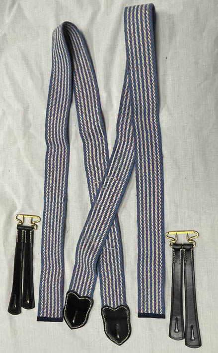 Blue Maroon and natural Non Elastic Suspenders