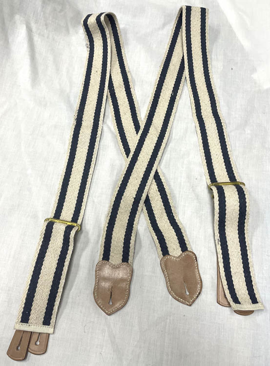 Indigo and natural Non Elastic Suspenders.