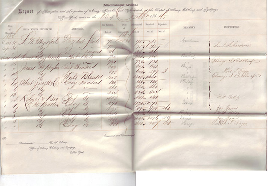 NY Depot receipt October 20, 1864