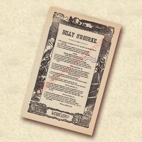 Billy O'Rourke Ballad Sheet