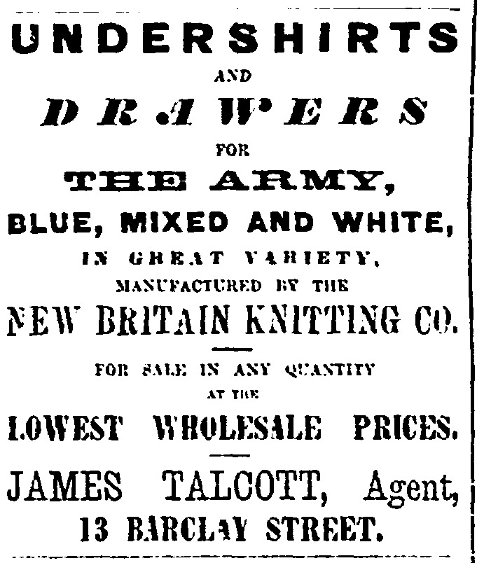 James Talcott agent for New Britain Knitting Company