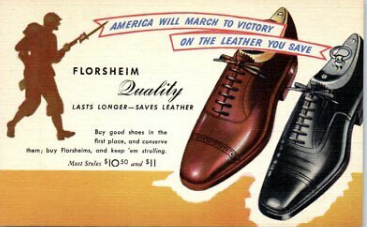 Florsheim Shoes ad for a similar style of shoe during the war.