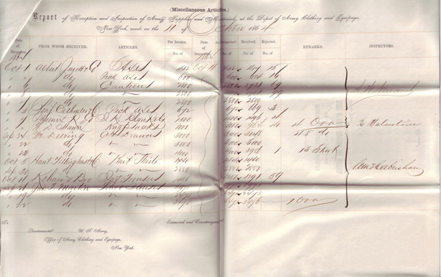 NY Depot receipt October 1864