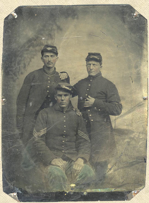 3 unknown union privates in frock coats