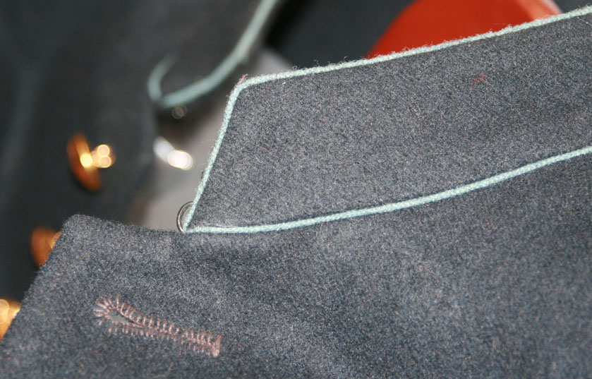 Collar detail of our enlisted frock coat
