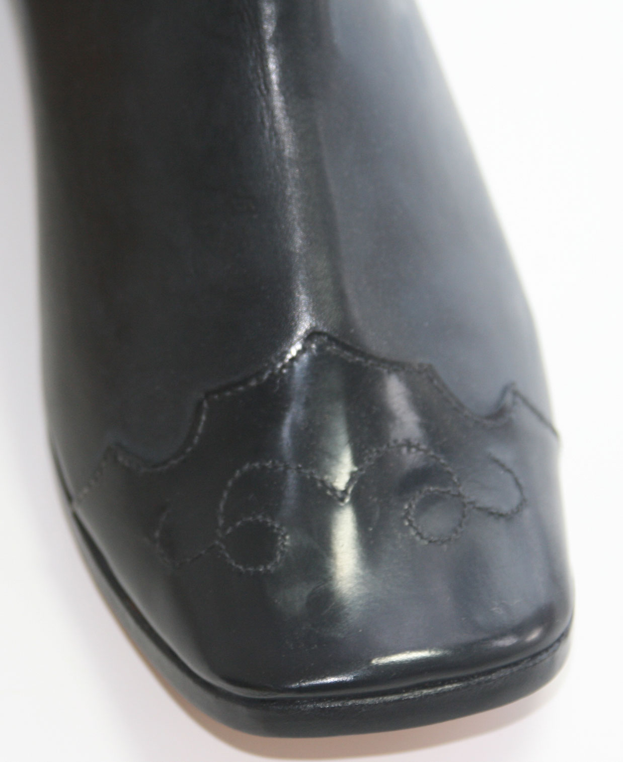 Patent leather toe cap