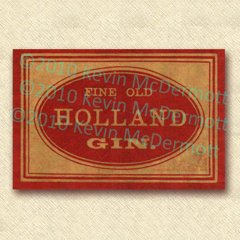 full-color label “Fine Old Holland Gin.”